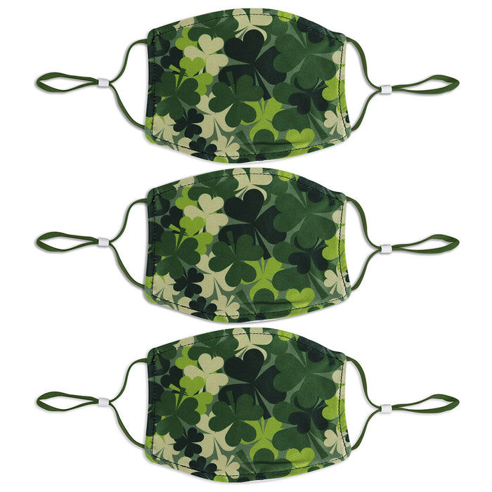 Adult St. Patrick's Day 3 Pack Mask Set - Clover Camo