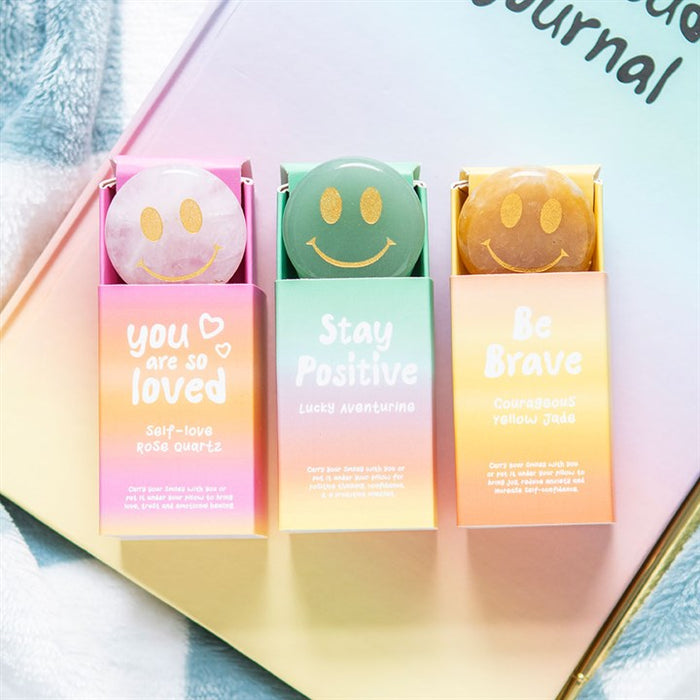 Be Brave Yellow Jade Happy Face Crystal 🇬🇧