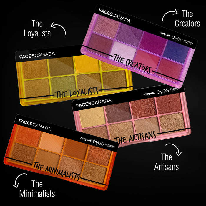 FACES CANADA Magneteyes 8 in 1 Eyeshadow Palette - The Loyalists, 6.4 gm | Shimmer & Matte Shades | Long Lasting & Intensely Pigmented | Buttery Soft Lightweight Texture | Smooth & Easily Blendable