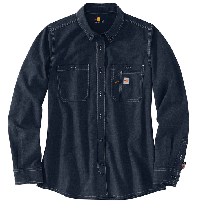 FR FORCE RELAXED FIT LONG SLEEVE SHIRT - I26-Navy | Carhartt 104147