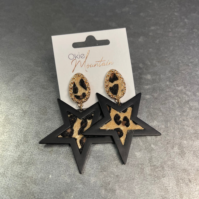 Leopard Black Stars Earring