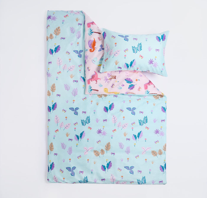 Kids Dinosaur Print Reversible Duvet Cover Set - Single 🇬🇧