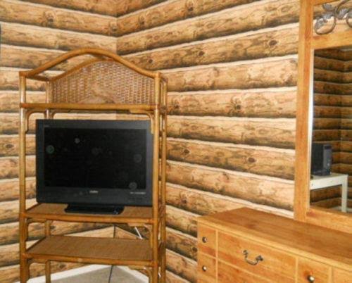 Lake Forest Lodge Rustic 3-D Light Blonde Log Cabin 27” Wide on Sure Strip Wallpaper
