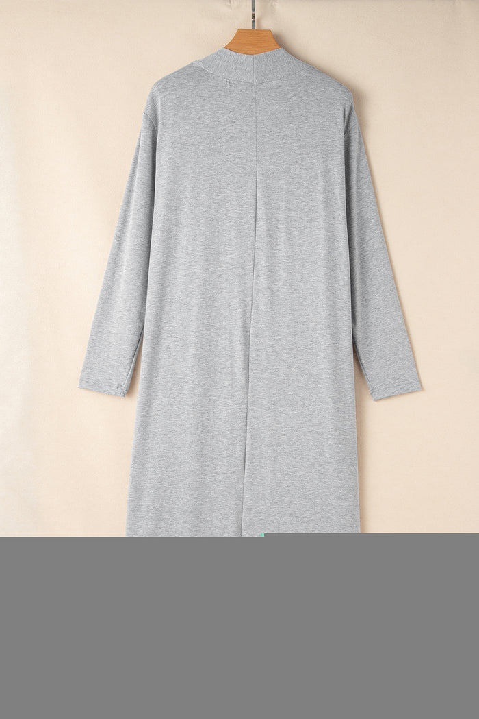 Light Grey Split Long Cardigan and Skinny Pants Lounge Set 🇨🇳