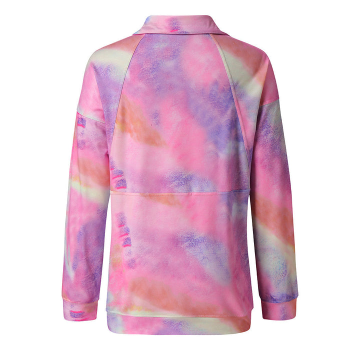Long Sleeve Lapel Tie-dyed Sweater Spring Wear 🇨🇳