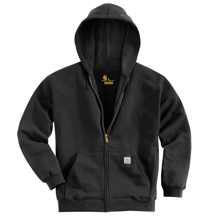 MIDWEIGHT HOODED ZIP FRONT SWEATSHIRT - BLK-Black | Carhartt K122