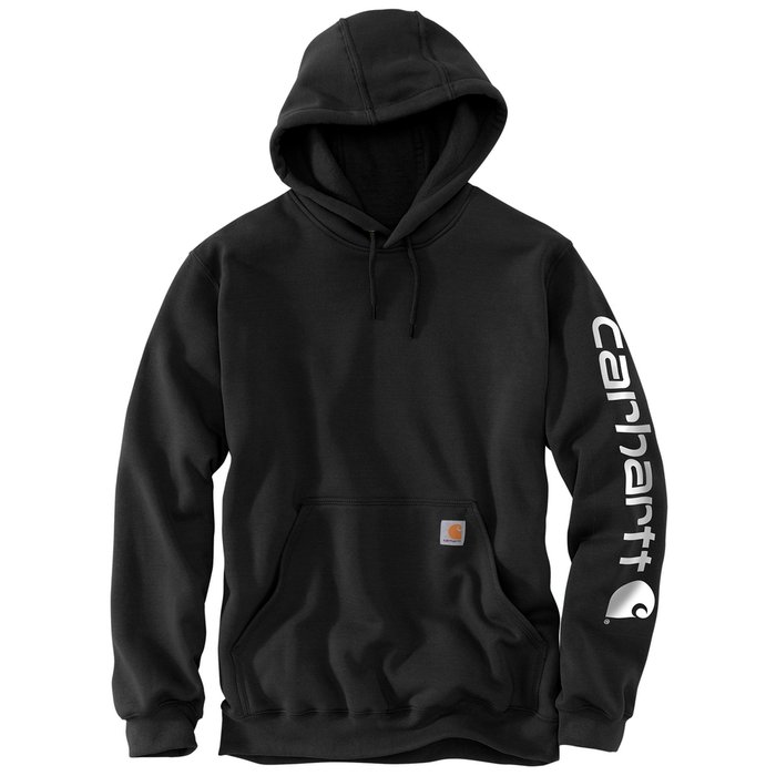 MIDWEIGHT SIGNATURE SLEEVE LOGO HOODED SWEATSHIRT - BLK-Black | Carhartt K288
