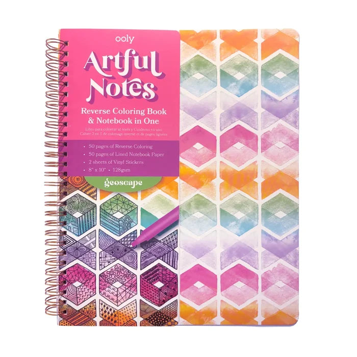Ooly: Artful Notes Reverse Coloring Book and Notebook - Geoscape