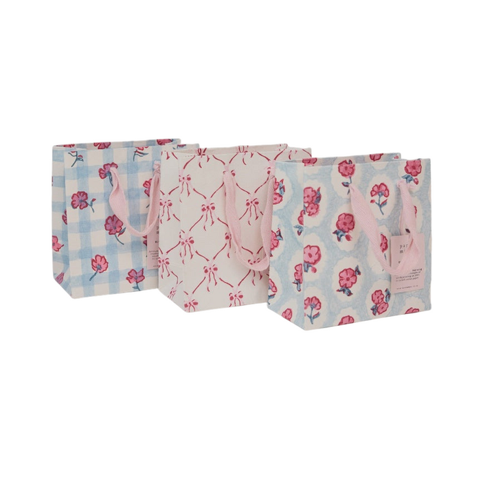 Paper Mirchi Hand Block Printed Gift Bags Small Pink Sorbet - Precious Sparkle