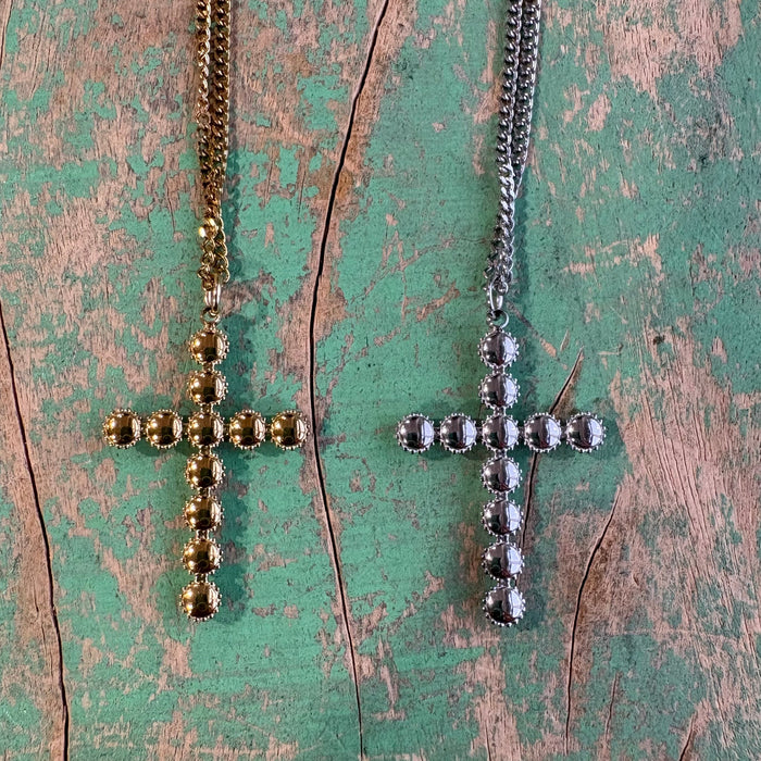 Pearl Inlaid Cross Necklace