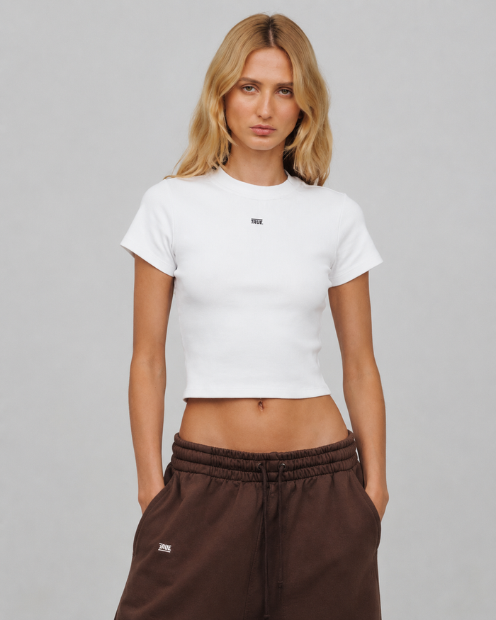 playera true Slim Ribbed Fitted Tee - White
