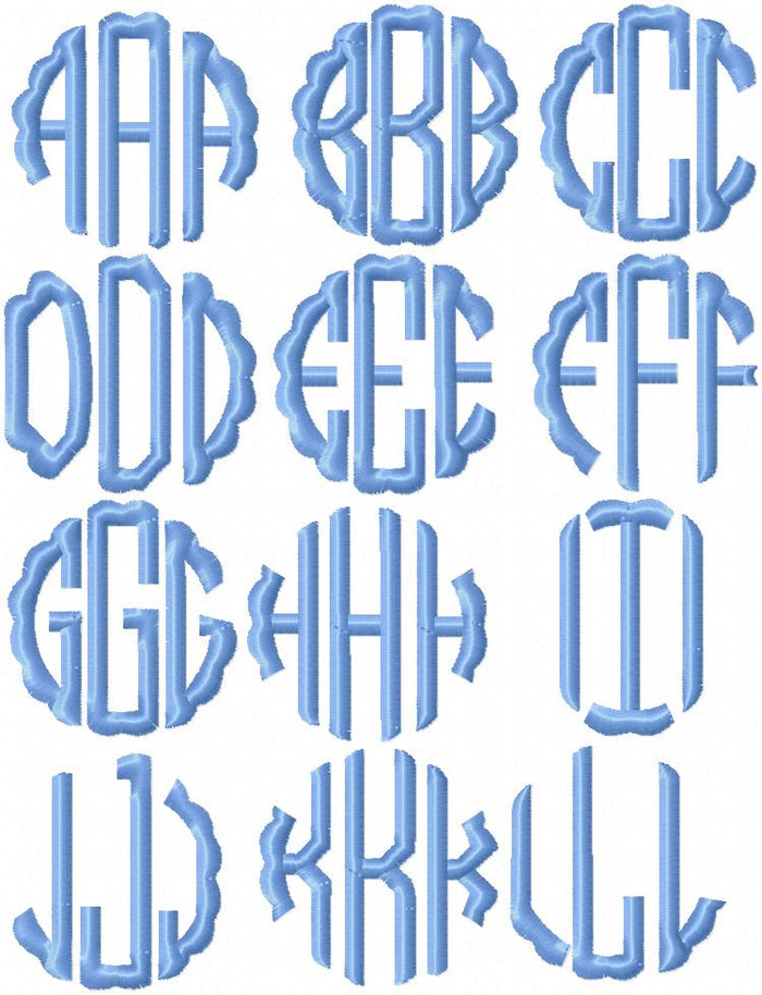 SCALLOP CIRCLE MONOGRAM FONT 3 3 INCH