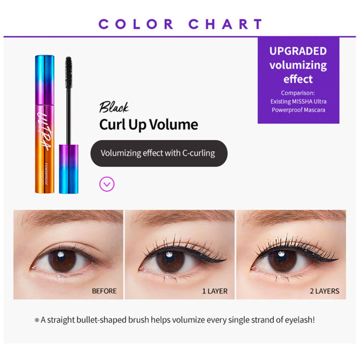 Missha Ultra Powerproof Mascara CURL UP VOLUME Nudie Glow Australia