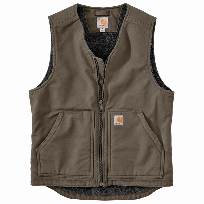 WASHED DUCK SHERPA LINED VEST - DWD-Driftwood | Carhartt 104394