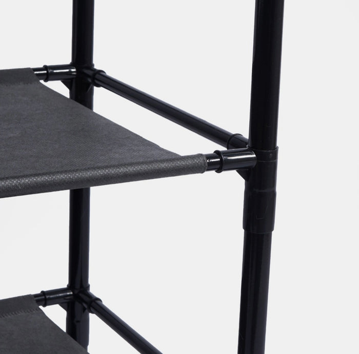 16 Hook Garment Rack with Shelving - Black 🇬🇧