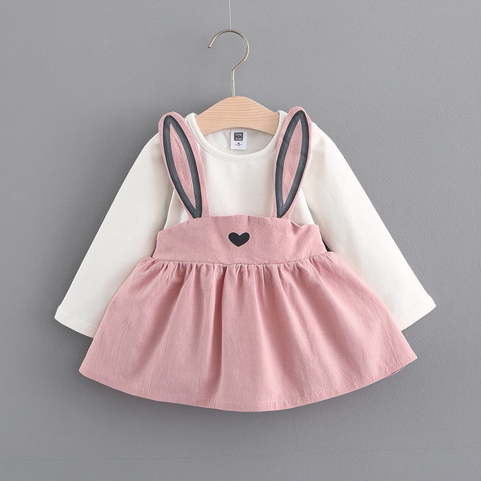 2021 autumn new Korean children's clothing, girls cute rabbit dress, baby baby princess dress 916 🇨🇳