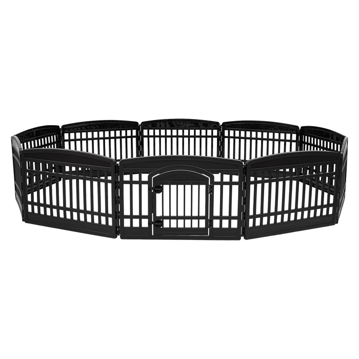 24" 10 Panel Exercise Pet Playpen with Door for Dog, Black - IRIS USA, Inc.
