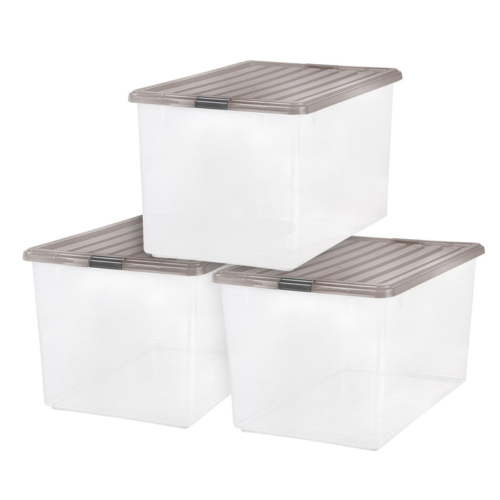 IRIS USA 3 Pack 144qt Large Clear View Plastic Storage Bin with Lid and Secure Latching Buckles - IRIS USA, Inc.