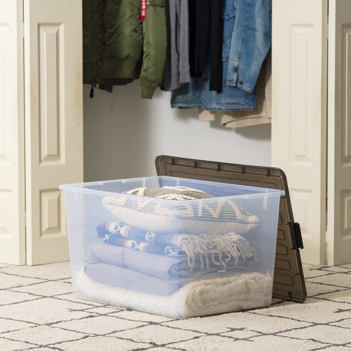 IRIS USA 3 Pack 144qt Large Clear View Plastic Storage Bin with Lid and Secure Latching Buckles - IRIS USA, Inc.