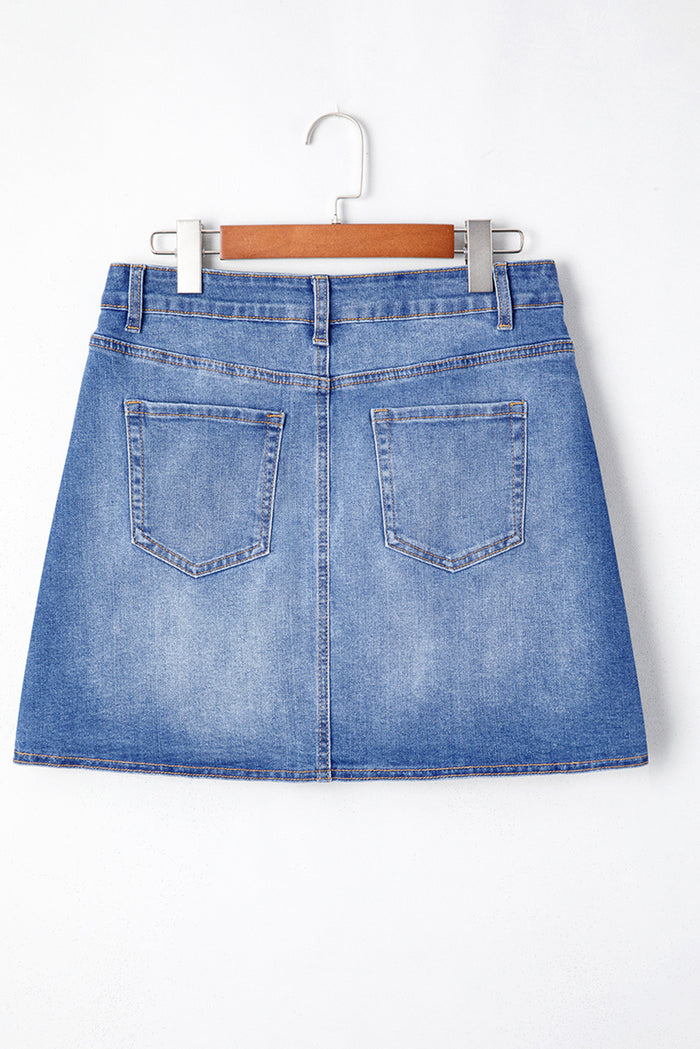 Ashleigh Blue Wrapped Crossed Waist Denim Mini Skirt 🇨🇳