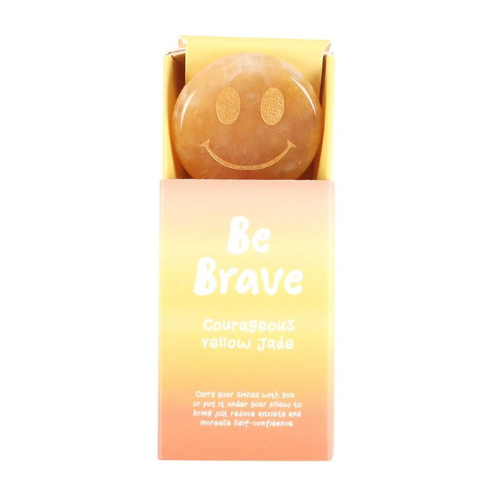Be Brave Yellow Jade Happy Face Crystal 🇬🇧