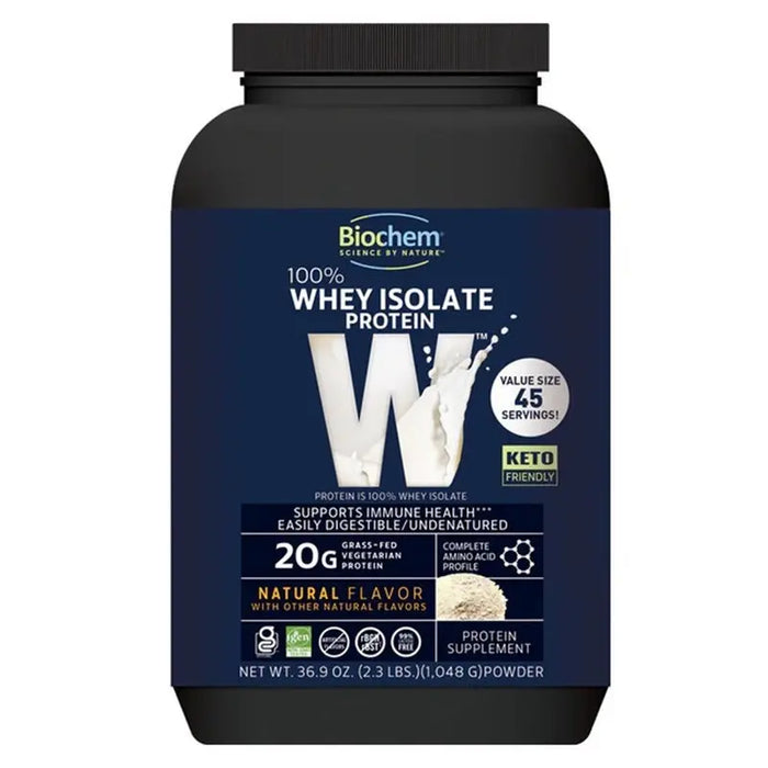 Biochem 100% Whey Isolate Protein Powder - Natural Flavour - 45 Servings - 1048g Biochem