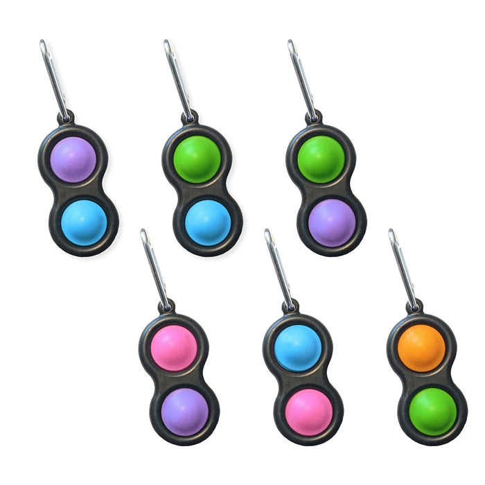 Black Fidget Popper Keychain - 6 Pack