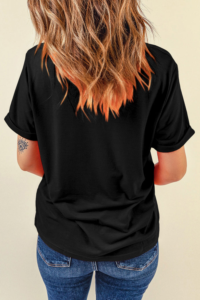 Black Nightmare Before Coffee Skull Checkerboard Graphic Halloween Tee 🇺🇲