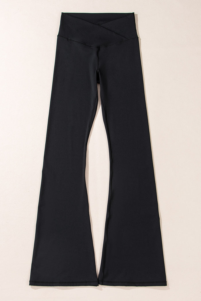 Black V Shape High Waist Flared Leggings 🇨🇳