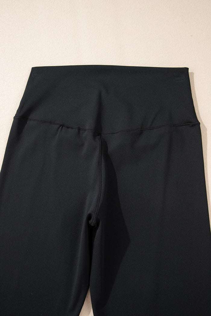 Black V Shape High Waist Flared Leggings 🇨🇳