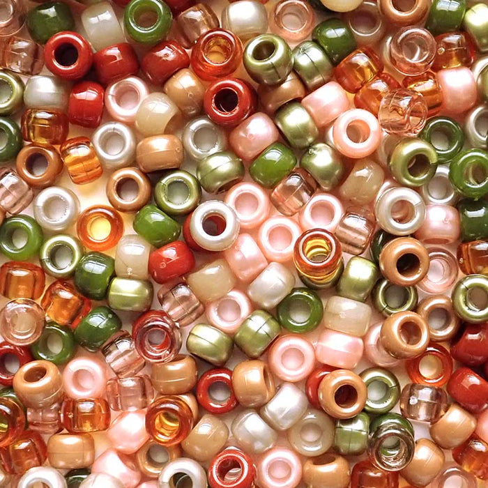 Boho Garden Earth Tones Mix Plastic Pony Beads, 6x9mm, 500 beads