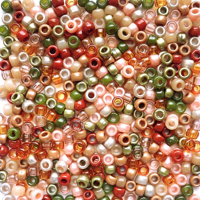 Boho Garden Earth Tones Mix Plastic Pony Beads, 6x9mm, 500 beads