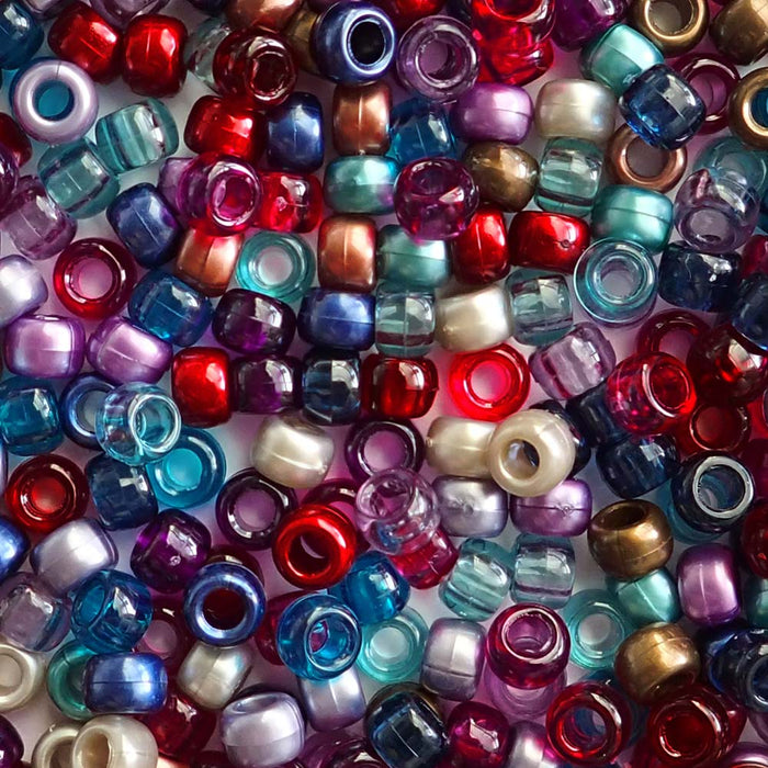 Boho Gems Mix Plastic Pony Beads, 6x9mm, 500 beads