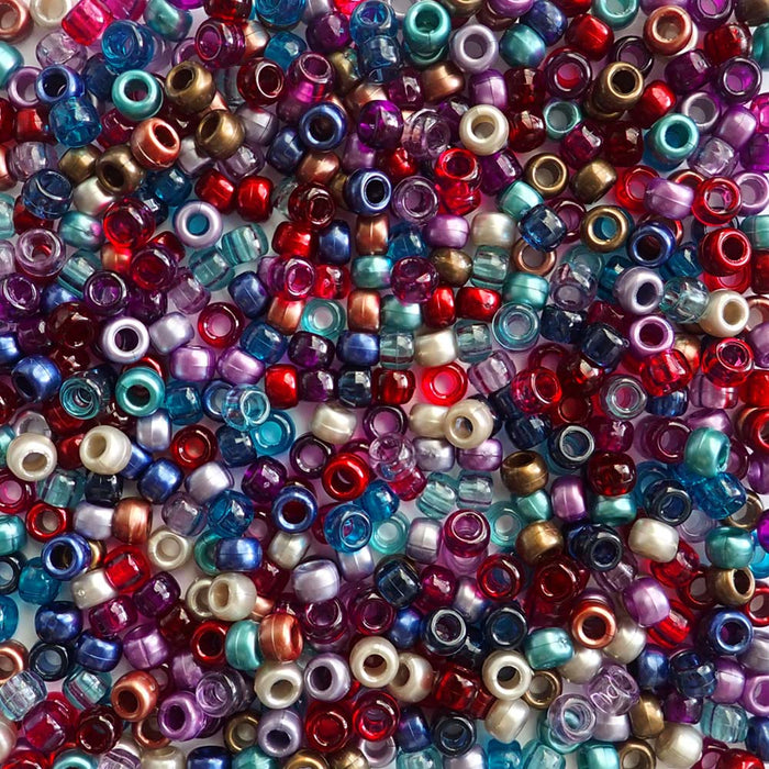 Boho Gems Mix Plastic Pony Beads, 6x9mm, 500 beads