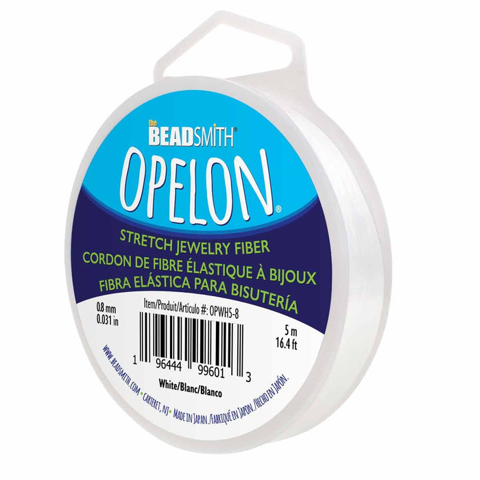 BeadSmith Opelon stretch jewelry cord in 5 meter spool on a white background