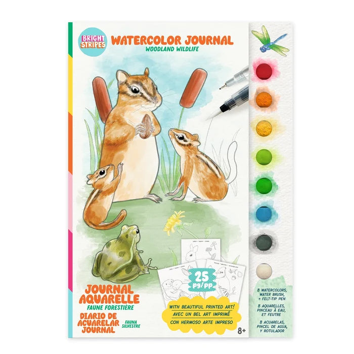 Bright Stripes: Watercolor Journal - Woodline Wildlife
