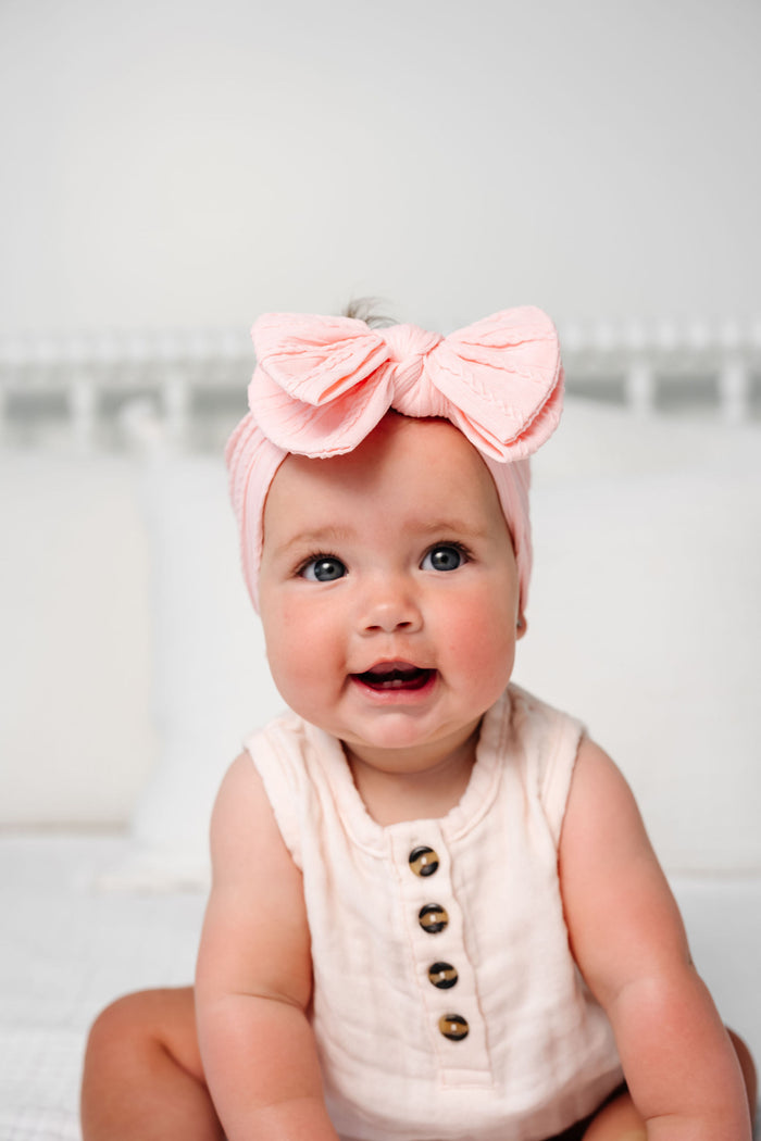 Cable Knit Headband - Baby Pink