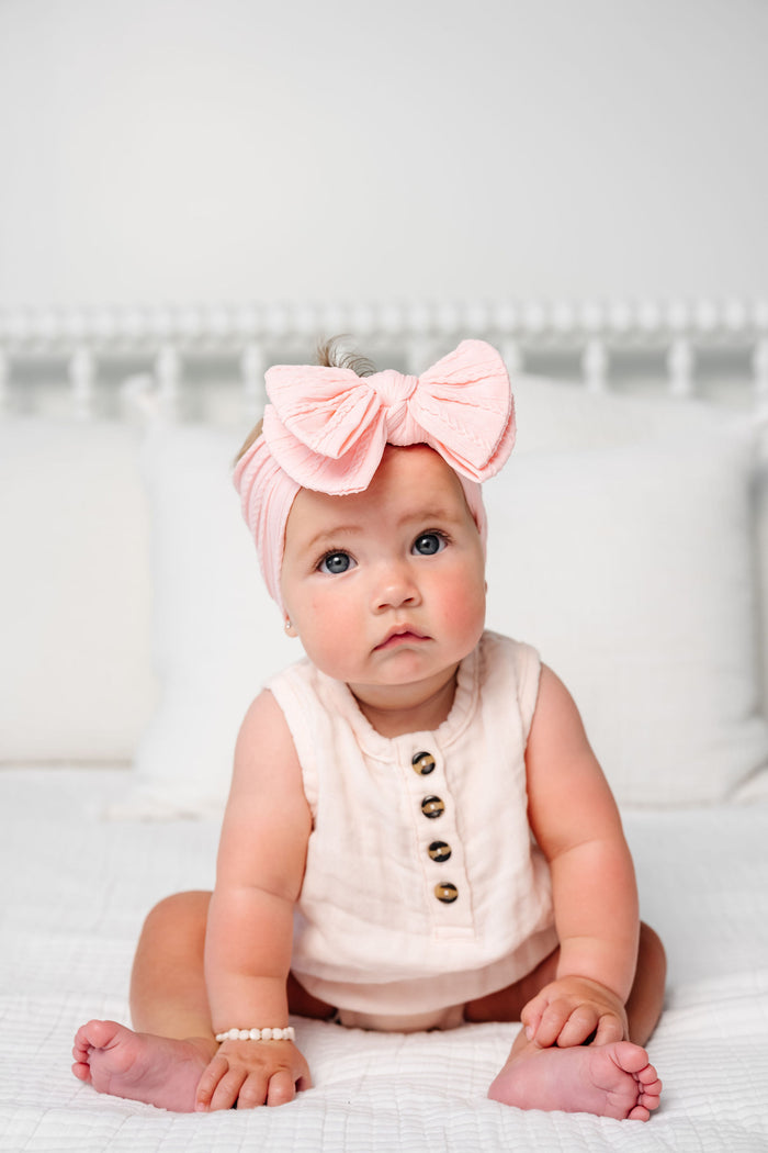 Cable Knit Headband - Baby Pink