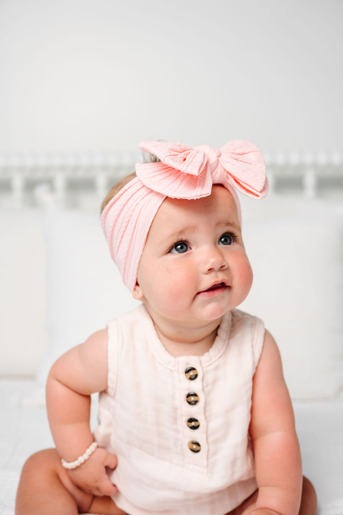 Cable Knit Headband - Baby Pink