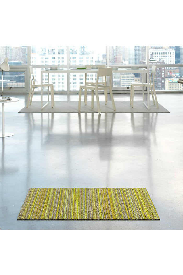 Citron Skinny Stripe Shag Mat-Chilewich-ECOVIBE