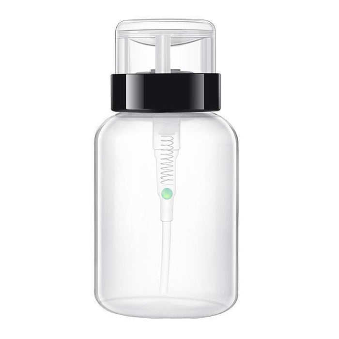 Clear Lockable Pump Dispenser by Blush with flip lid, 210ml HDPE body and precise no-spill pump for toner, remover, acetone and more