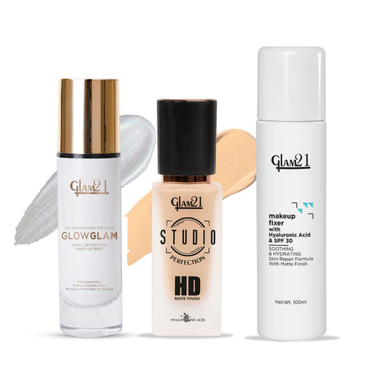 Complete HD Makeup Base Kit with Primer, Foundation & Makeup Fixer Spray