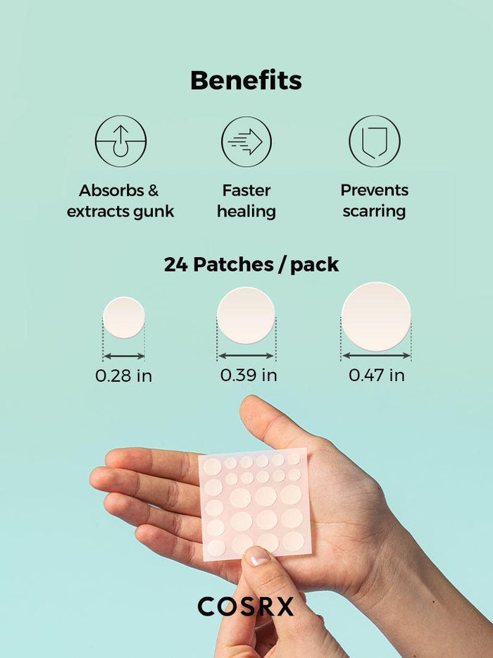 COSRX Acne Pimple Patch Absorbing Hydrocolloid Original 3 Size Patches 24ct