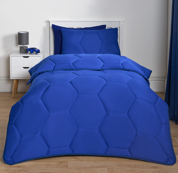 Coverless Honeycomb Quilted 7.5 Tog Duvet Set Blue 🇬🇧