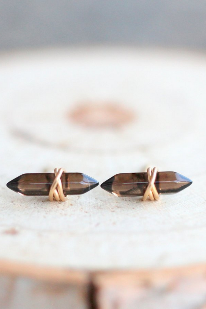 Saressa-Designs-Crest-Studs-Smoky-Quartz