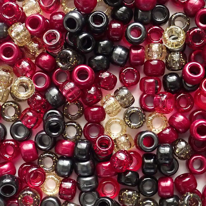 Crimson Nights Mix Plastic Pony Beads, 6x9mm, 500 beads