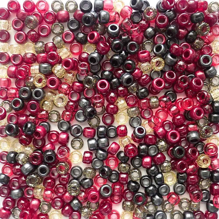 Crimson Nights Mix Plastic Pony Beads, 6x9mm, 500 beads
