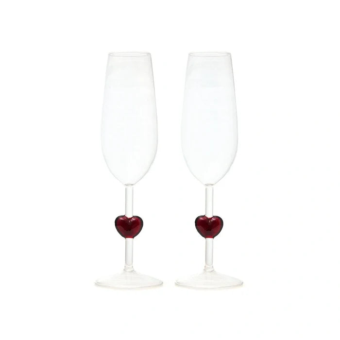 CUORE SET 2 STEM GLASS RED HEART