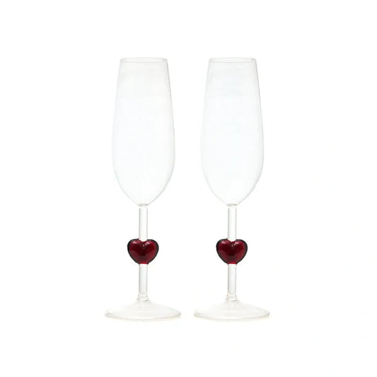 CUORE SET 2 STEM GLASS RED HEART