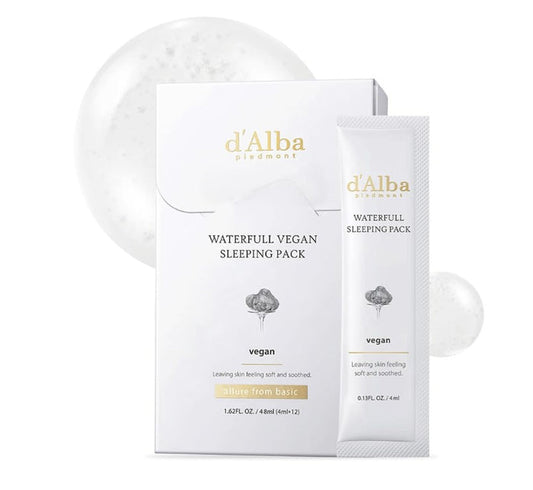 d’Alba Italian White Truffle Waterfull Vegan Sleeping Pack 0.13 Fl Oz (Pack of 12)